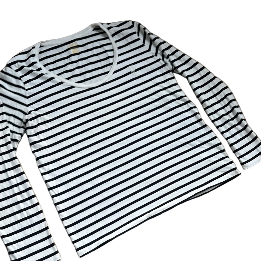 Polo Striped Black and White Women's Top Size Large